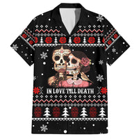 Skull Couple Christmas Family Matching Off The Shoulder Long Sleeve Dress and Hawaiian Shirt Xmas Holiday Patterns - Wonder Print Shop