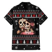 Skull Couple Christmas Family Matching Off The Shoulder Long Sleeve Dress and Hawaiian Shirt Xmas Holiday Patterns - Wonder Print Shop