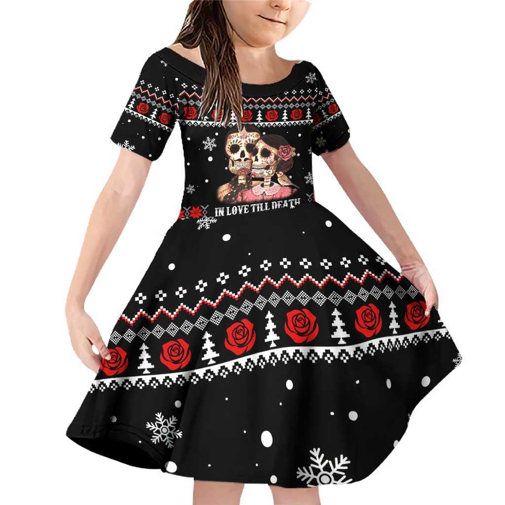 Skull Couple Christmas Family Matching Off Shoulder Short Dress and Hawaiian Shirt Xmas Holiday Patterns - Wonder Print Shop