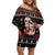 Skull Couple Christmas Family Matching Off Shoulder Short Dress and Hawaiian Shirt Xmas Holiday Patterns - Wonder Print Shop