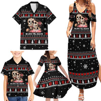 Skull Couple Christmas Family Matching Summer Maxi Dress and Hawaiian Shirt Xmas Holiday Patterns - Wonder Print Shop