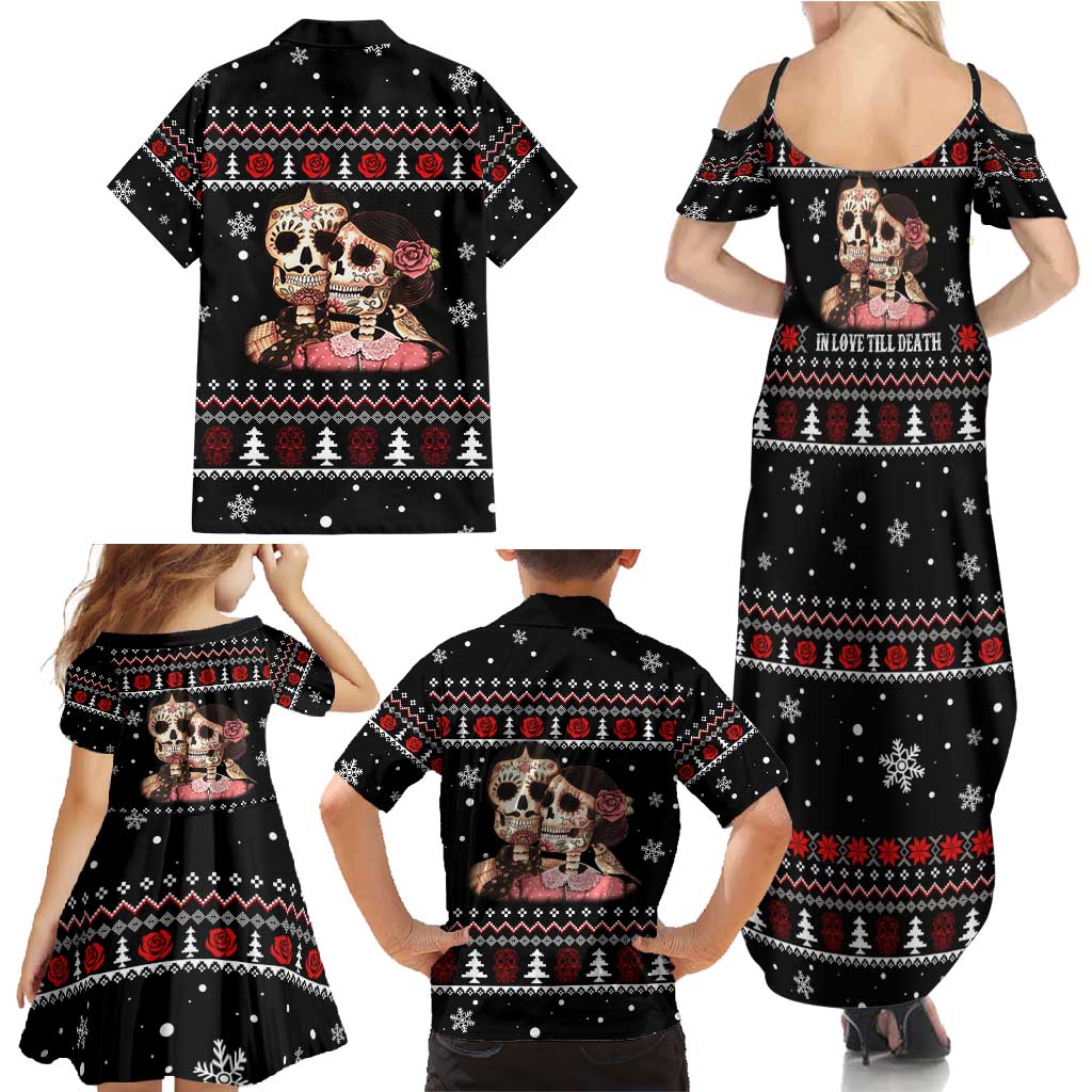 Skull Couple Christmas Family Matching Summer Maxi Dress and Hawaiian Shirt Xmas Holiday Patterns - Wonder Print Shop