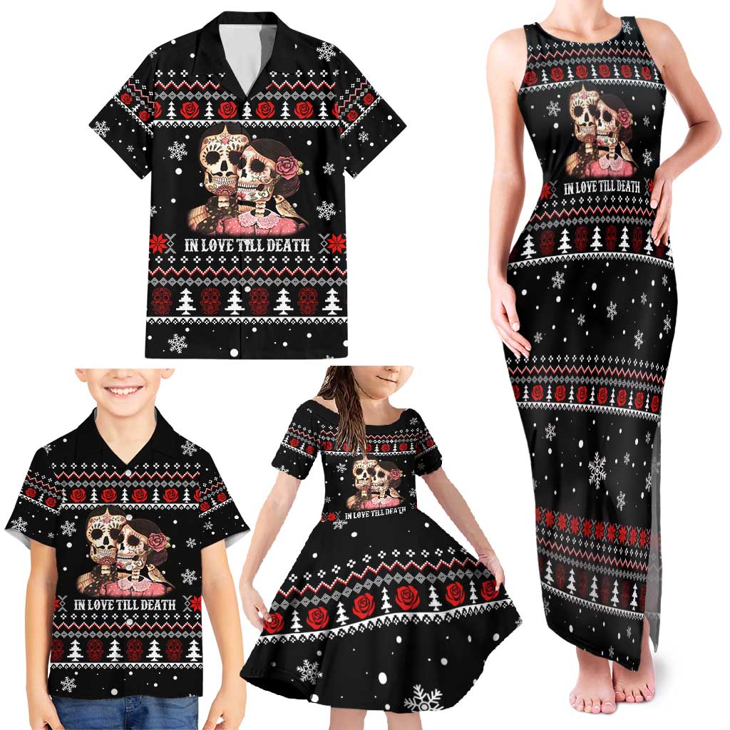 Skull Couple Christmas Family Matching Tank Maxi Dress and Hawaiian Shirt Xmas Holiday Patterns - Wonder Print Shop