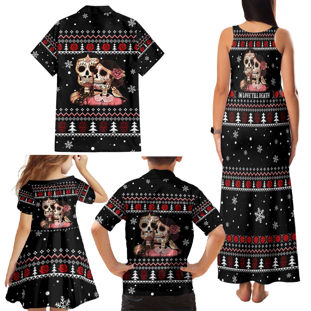 Skull Couple Christmas Family Matching Tank Maxi Dress and Hawaiian Shirt Xmas Holiday Patterns - Wonder Print Shop