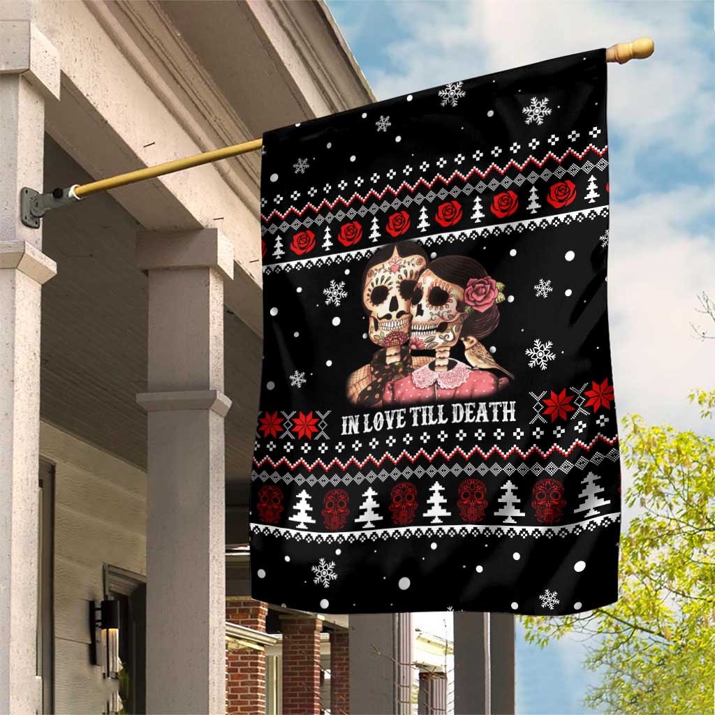 Skull Couple Christmas Garden Flag Xmas Holiday Patterns - Wonder Print Shop