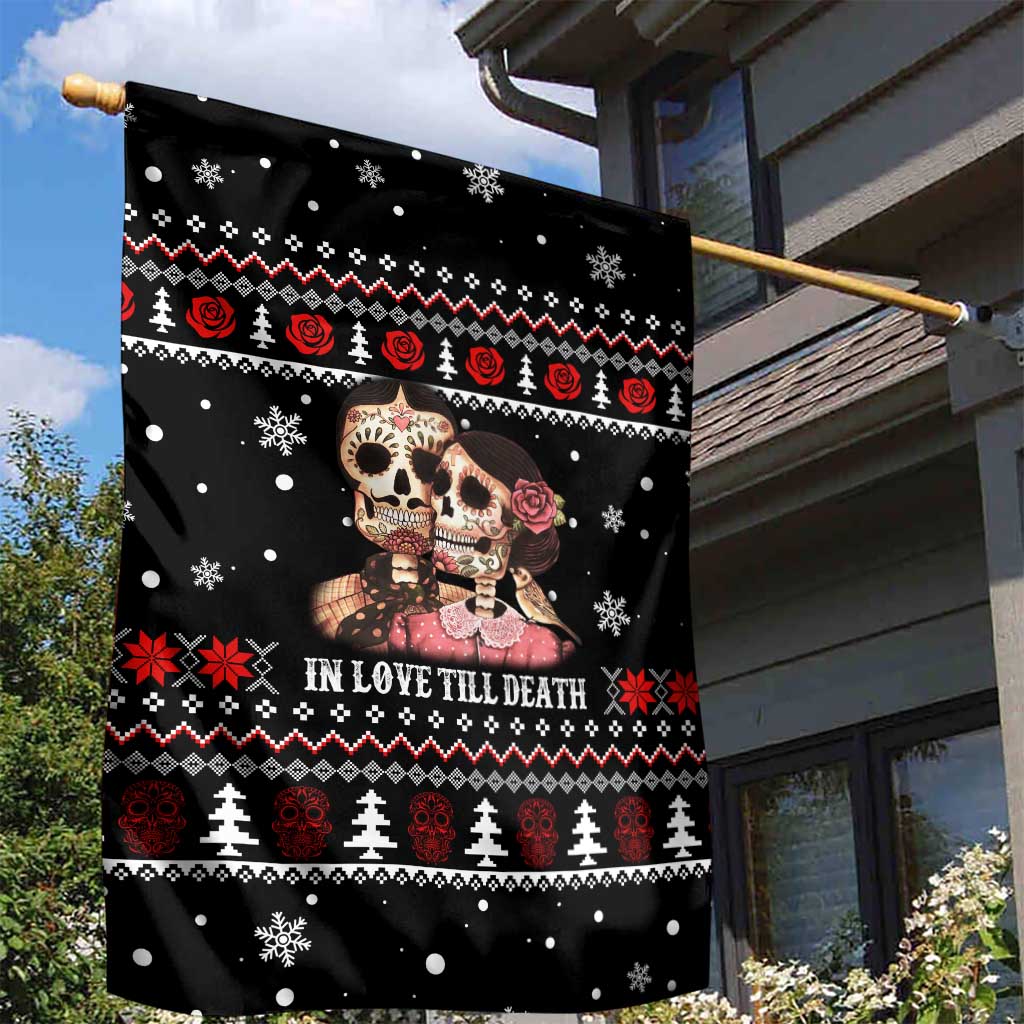 Skull Couple Christmas Garden Flag Xmas Holiday Patterns - Wonder Print Shop