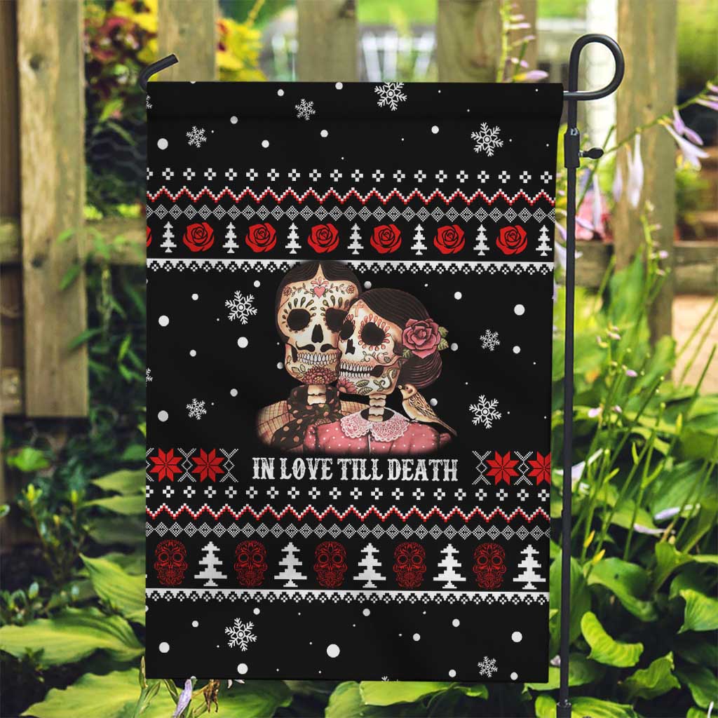 Skull Couple Christmas Garden Flag Xmas Holiday Patterns - Wonder Print Shop