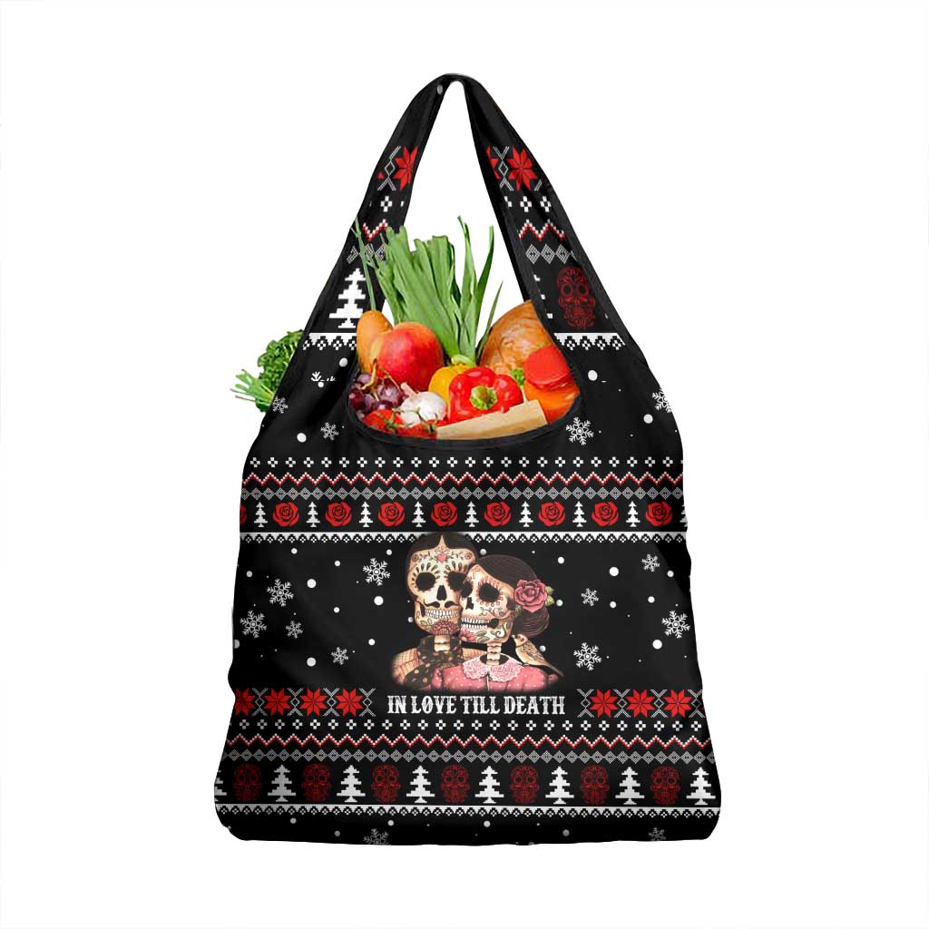 Skull Couple Christmas Grocery Bag Xmas Holiday Patterns - Wonder Print Shop