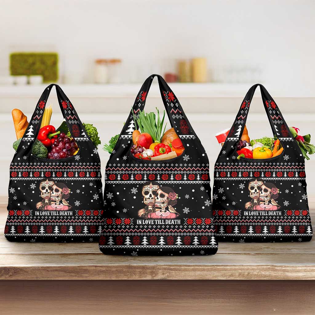 Skull Couple Christmas Grocery Bag Xmas Holiday Patterns - Wonder Print Shop