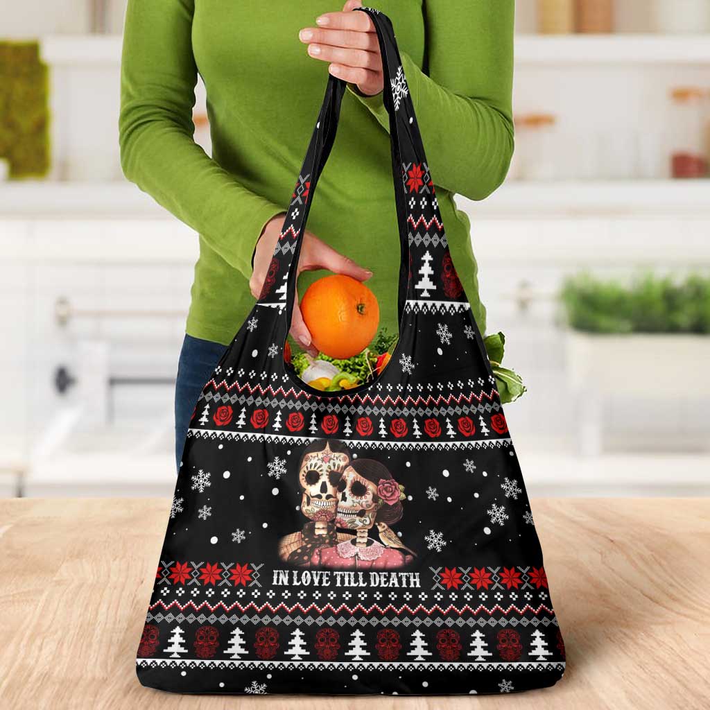 Skull Couple Christmas Grocery Bag Xmas Holiday Patterns - Wonder Print Shop