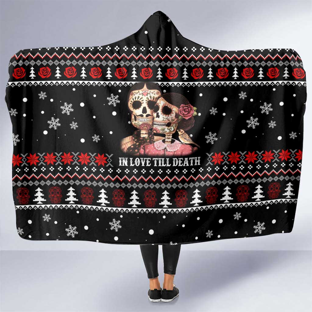 Skull Couple Christmas Hooded Blanket Xmas Holiday Patterns - Wonder Print Shop