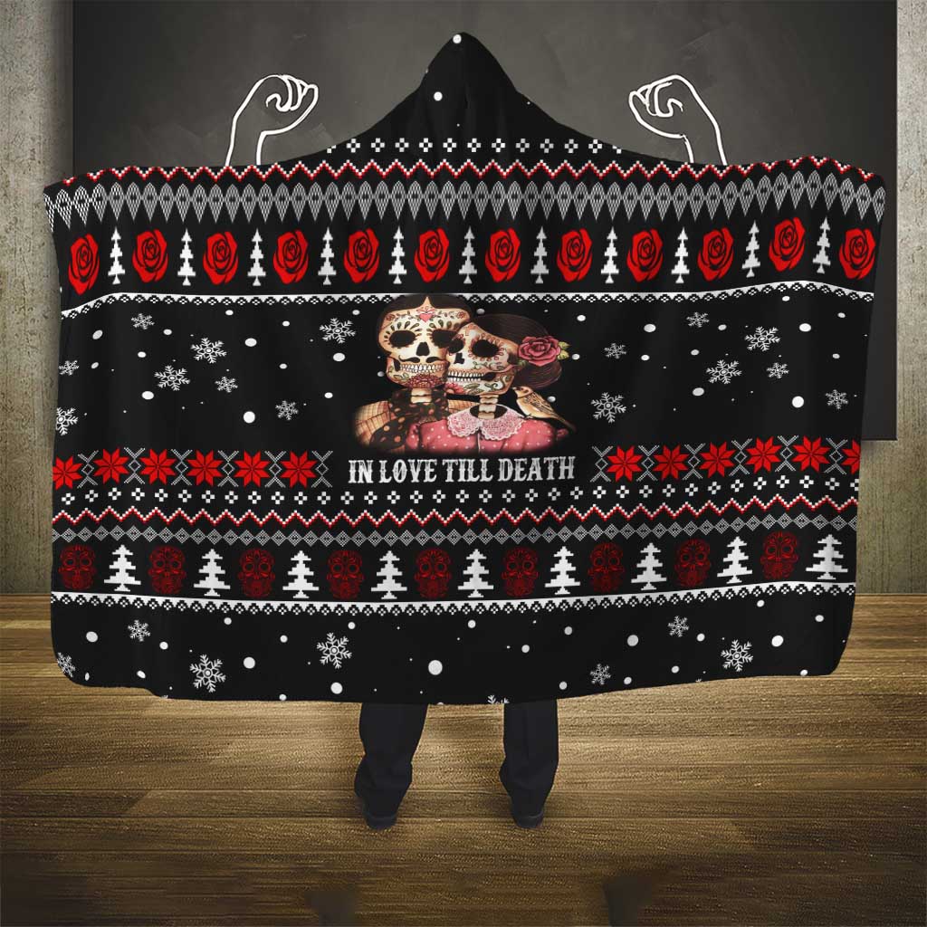 Skull Couple Christmas Hooded Blanket Xmas Holiday Patterns - Wonder Print Shop