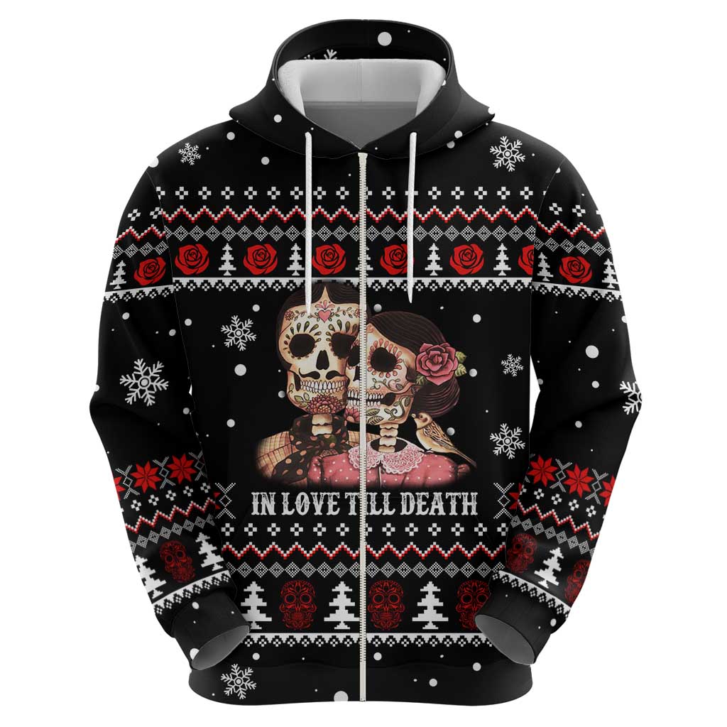Skull Couple Christmas Hoodie Xmas Holiday Patterns - Wonder Print Shop