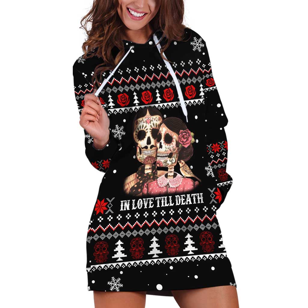 Skull Couple Christmas Hoodie Dress Xmas Holiday Patterns - Wonder Print Shop