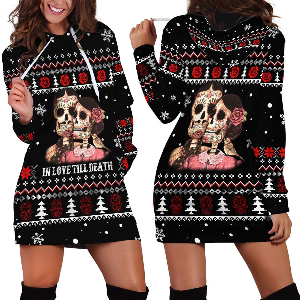 Skull Couple Christmas Hoodie Dress Xmas Holiday Patterns - Wonder Print Shop