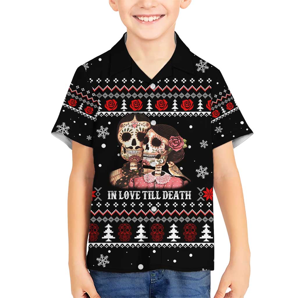 Skull Couple Christmas Kid Hawaiian Shirt Xmas Holiday Patterns - Wonder Print Shop