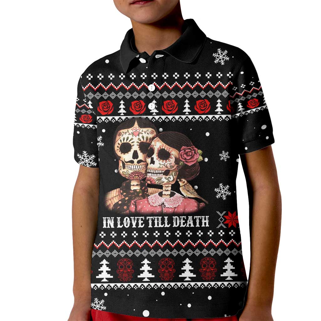 Skull Couple Christmas Kid Polo Shirt Xmas Holiday Patterns - Wonder Print Shop