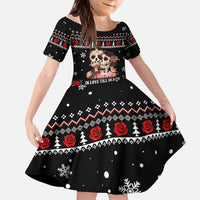 Skull Couple Christmas Kid Short Sleeve Dress Xmas Holiday Patterns - Wonder Print Shop