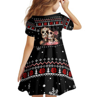Skull Couple Christmas Kid Short Sleeve Dress Xmas Holiday Patterns - Wonder Print Shop