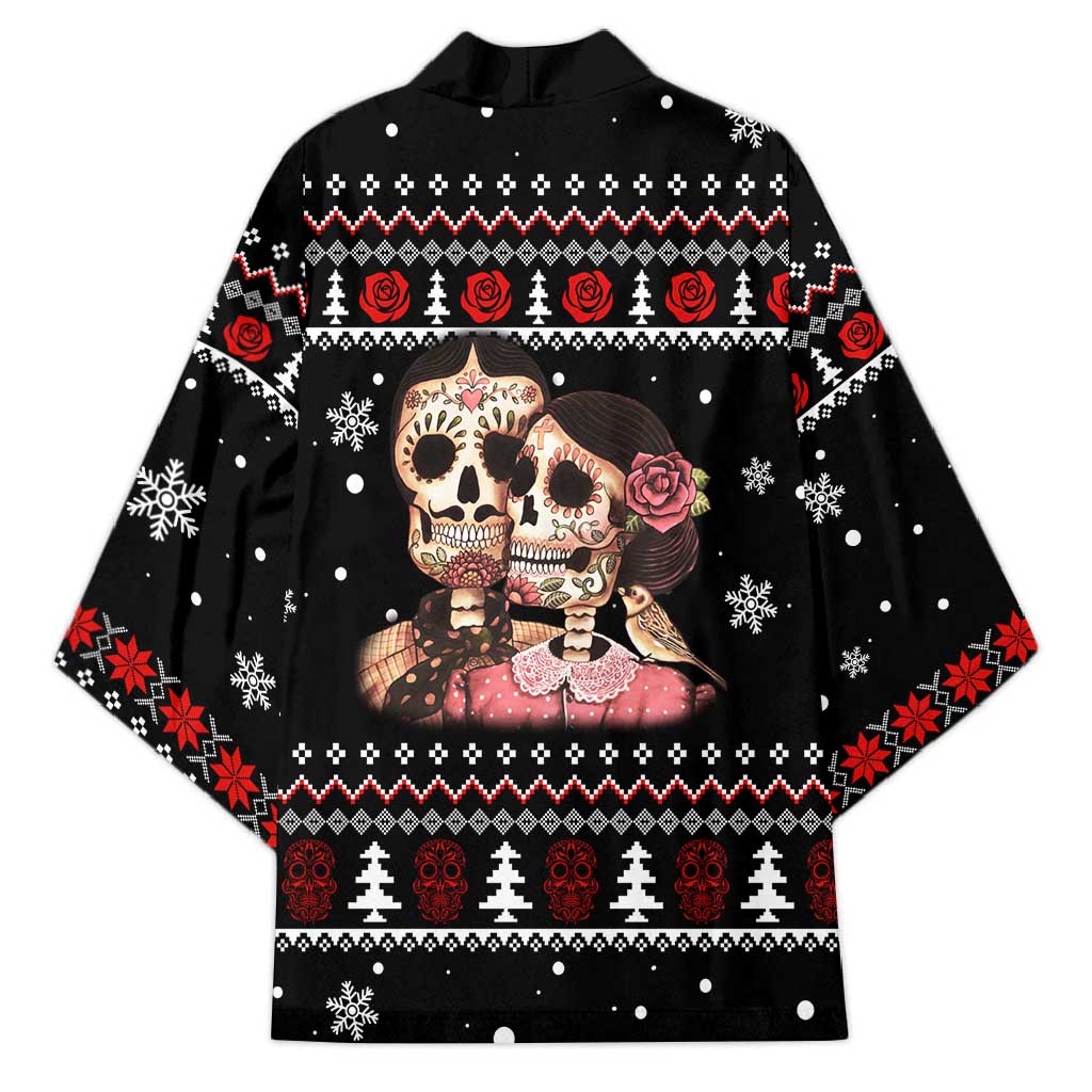 Skull Couple Christmas Kimono Xmas Holiday Patterns - Wonder Print Shop