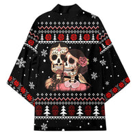 Skull Couple Christmas Kimono Xmas Holiday Patterns - Wonder Print Shop