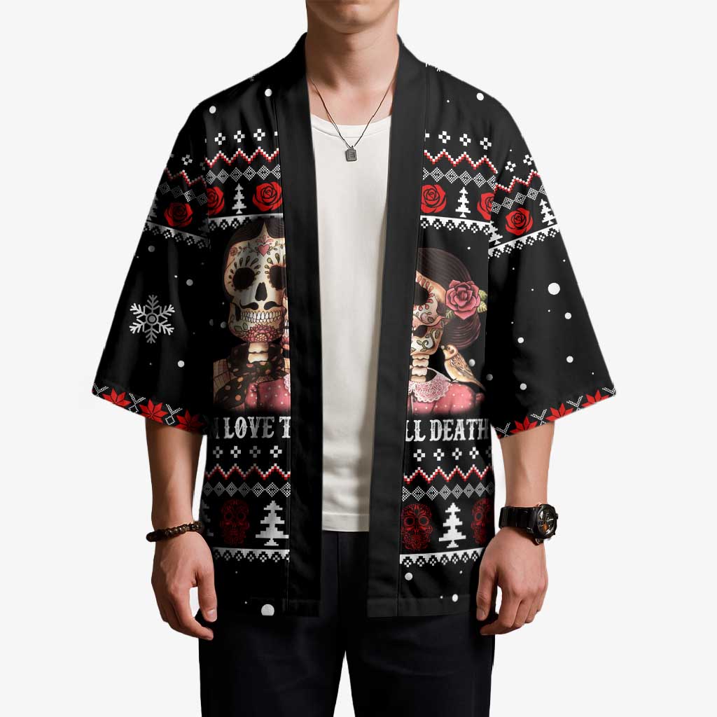 Skull Couple Christmas Kimono Xmas Holiday Patterns - Wonder Print Shop