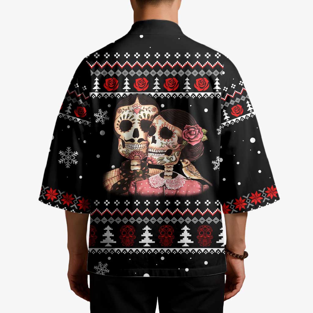 Skull Couple Christmas Kimono Xmas Holiday Patterns - Wonder Print Shop