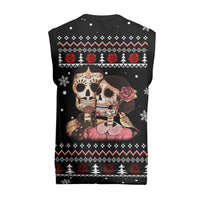 Skull Couple Christmas Knitted V-Neck Vest Xmas Holiday Patterns - Wonder Print Shop