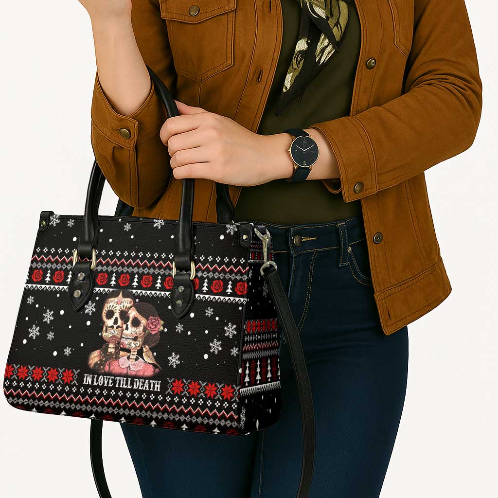 Skull Couple Christmas Leather Bag Xmas Holiday Patterns - Wonder Print Shop