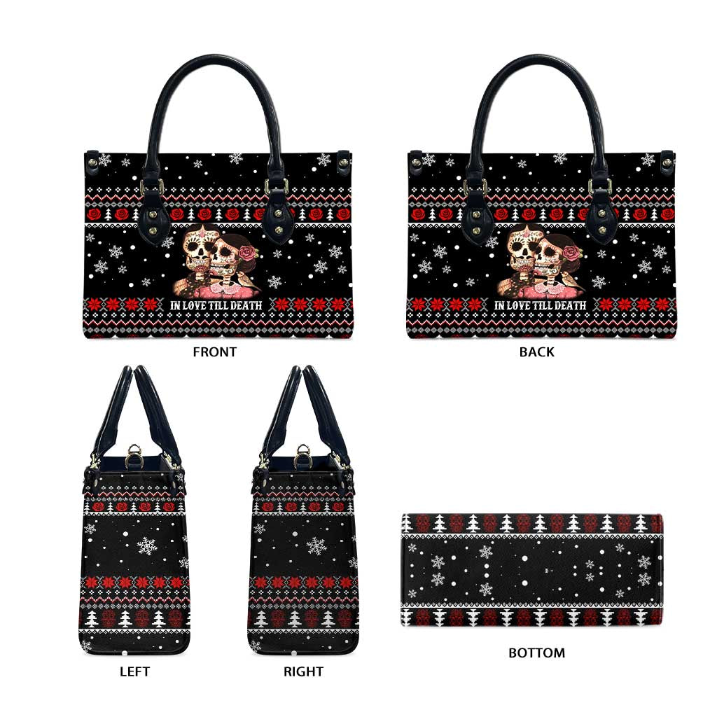 Skull Couple Christmas Leather Bag Xmas Holiday Patterns - Wonder Print Shop