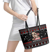 Skull Couple Christmas Leather Tote Bag Xmas Holiday Patterns - Wonder Print Shop