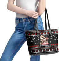 Skull Couple Christmas Leather Tote Bag Xmas Holiday Patterns - Wonder Print Shop