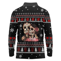Skull Couple Christmas Long Sleeve Polo Shirt Xmas Holiday Patterns - Wonder Print Shop