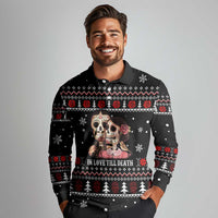 Skull Couple Christmas Long Sleeve Polo Shirt Xmas Holiday Patterns - Wonder Print Shop