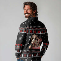 Skull Couple Christmas Long Sleeve Polo Shirt Xmas Holiday Patterns - Wonder Print Shop