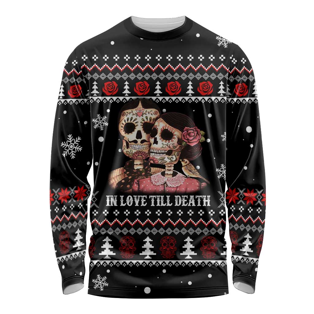 Skull Couple Christmas Long Sleeve Shirt Xmas Holiday Patterns - Wonder Print Shop