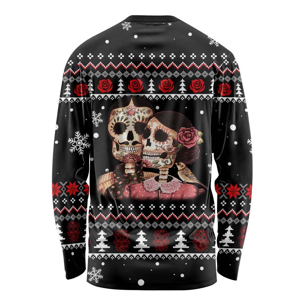 Skull Couple Christmas Long Sleeve Shirt Xmas Holiday Patterns - Wonder Print Shop