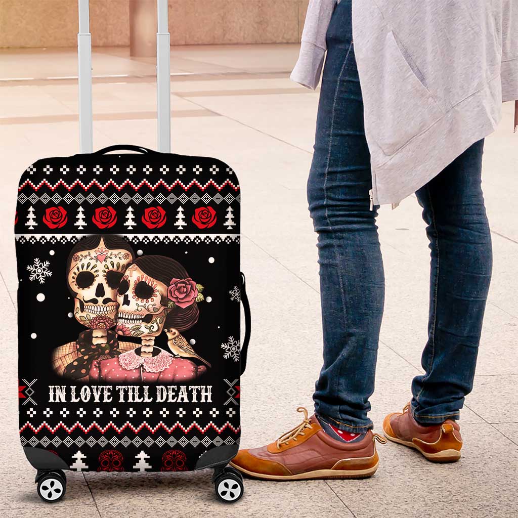 Skull Couple Christmas Luggage Cover Xmas Holiday Patterns - Wonder Print Shop