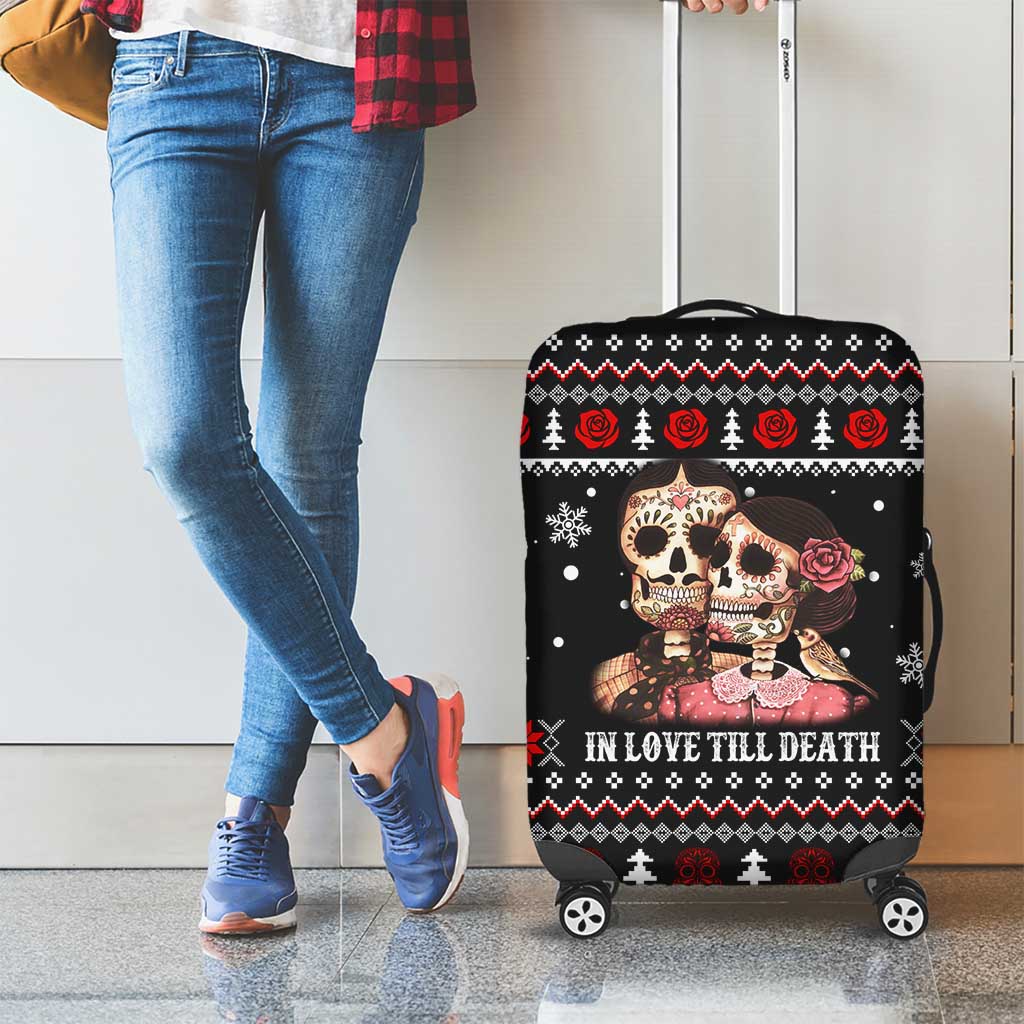 Skull Couple Christmas Luggage Cover Xmas Holiday Patterns - Wonder Print Shop