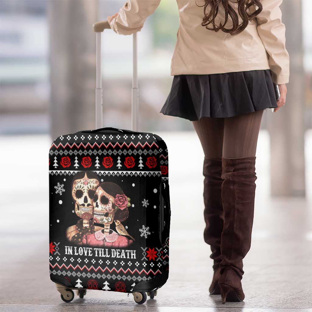 Skull Couple Christmas Luggage Cover Xmas Holiday Patterns - Wonder Print Shop