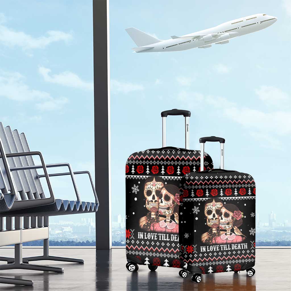 Skull Couple Christmas Luggage Cover Xmas Holiday Patterns - Wonder Print Shop