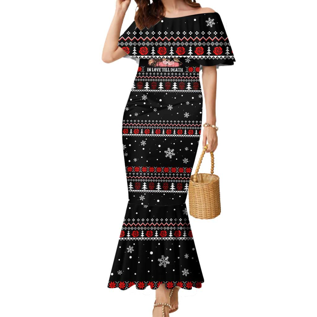 Skull Couple Christmas Mermaid Dress Xmas Holiday Patterns - Wonder Print Shop