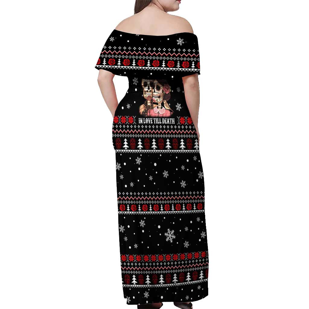 Skull Couple Christmas Off Shoulder Maxi Dress Xmas Holiday Patterns - Wonder Print Shop