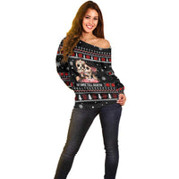 Skull Couple Christmas Off Shoulder Sweater Xmas Holiday Patterns - Wonder Print Shop