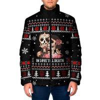 Skull Couple Christmas Padded Jacket Xmas Holiday Patterns - Wonder Print Shop