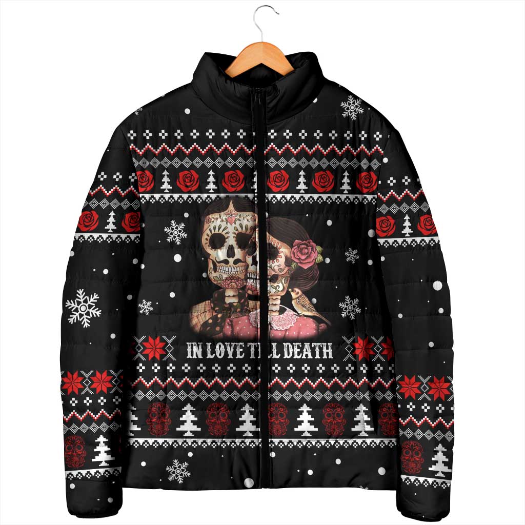 Skull Couple Christmas Padded Jacket Xmas Holiday Patterns - Wonder Print Shop