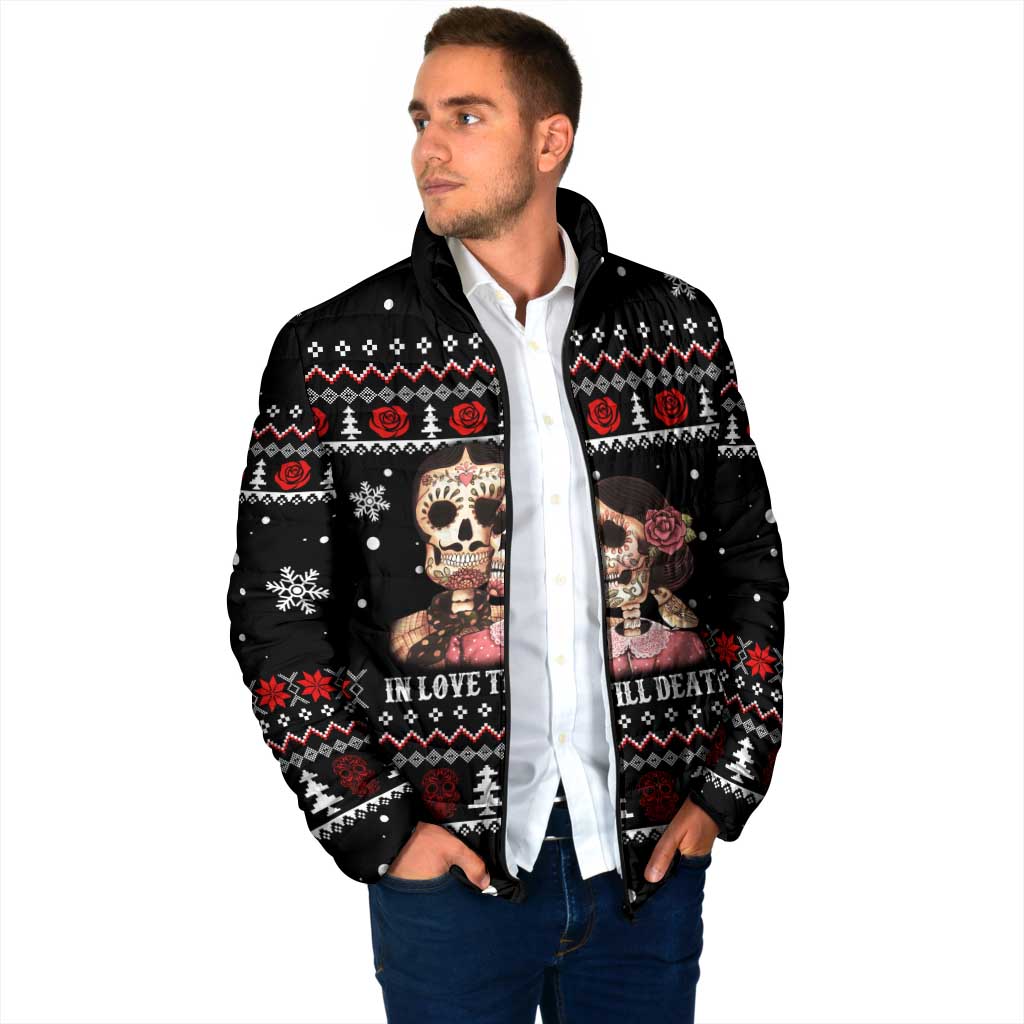 Skull Couple Christmas Padded Jacket Xmas Holiday Patterns - Wonder Print Shop