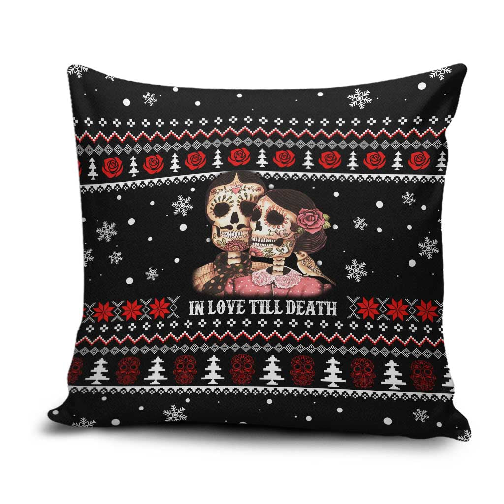 Skull Couple Christmas Pillow Cover Xmas Holiday Patterns - Wonder Print Shop