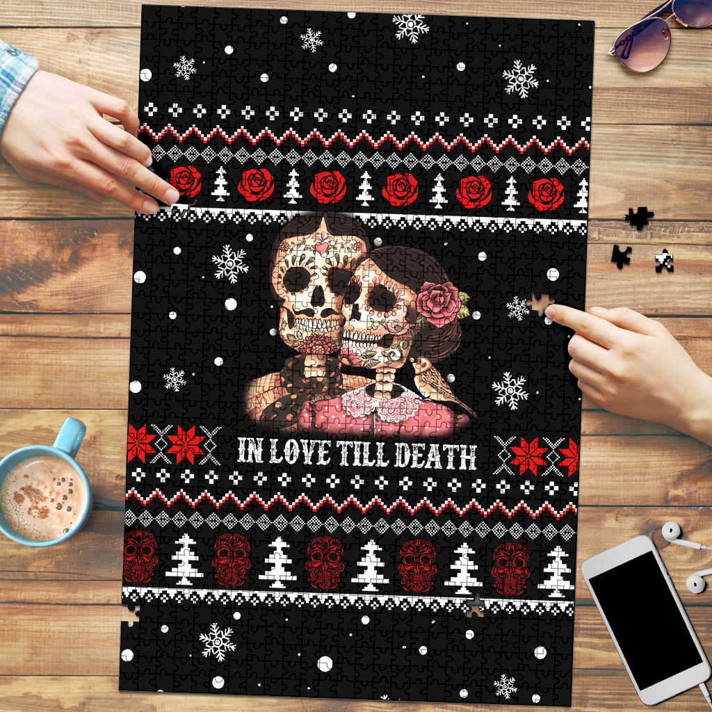 Skull Couple Christmas Puzzle Xmas Holiday Patterns - Wonder Print Shop