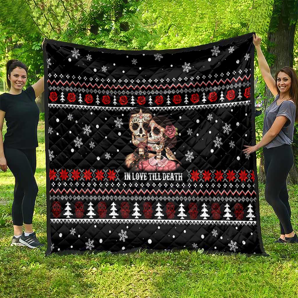 Skull Couple Christmas Quilt Xmas Holiday Patterns - Wonder Print Shop